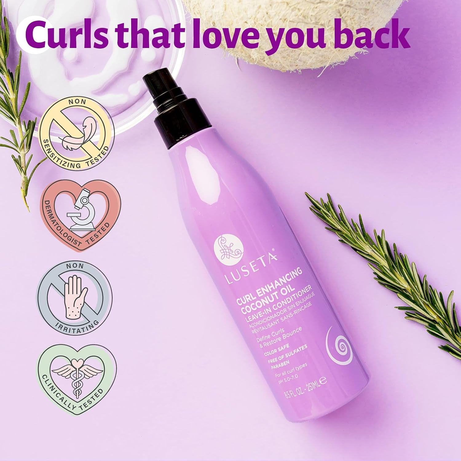 Luseta Curl Leave-In Spray with Coconut Oil，Frizz Control & Bounce, 8.5Oz | Defines Waves & Coils, Tames Frizz, and Restores Bounce with Coconut Oil Hydration. Lightweight, Color-Safe