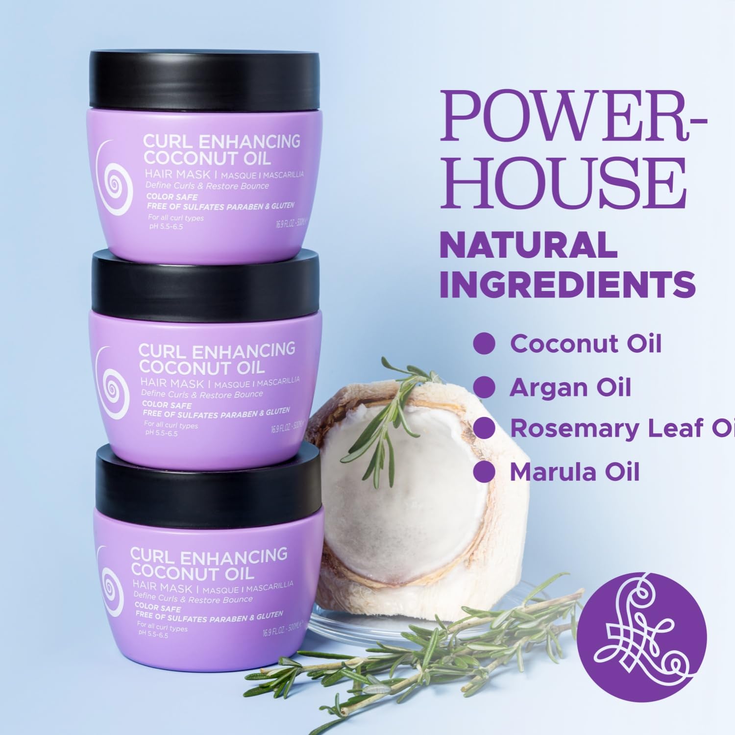 Luseta Curly Hair Mask with Coconut Oil for Curly & Wavy Hair 16.9 Oz | Restores Bounce，Deep Conditioning, Smooth Shine, Easy Detangling, Improves Manageability, Healthy-Looking Hair