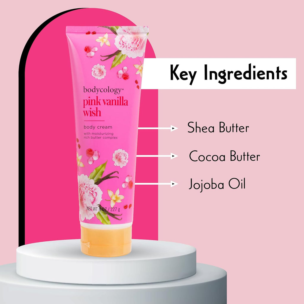 Shea Butter Body Cream, Pink Vanilla Wish, 8 Oz