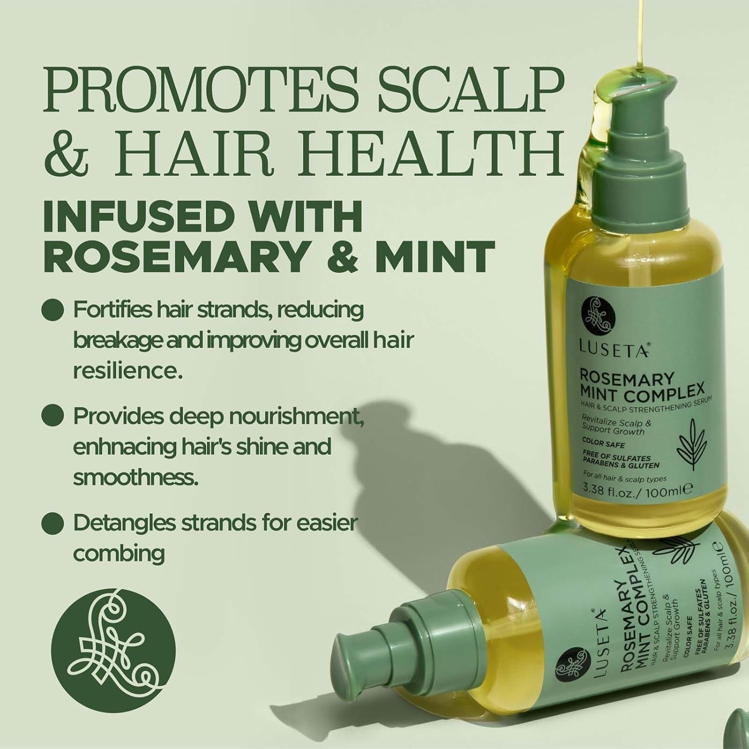 Rosemary Hair Growth Oil for Thin Damaged Hair, 3.37 Oz | Rosemary Hair Growth Oil for Thin, Damaged Hair; Helps Nourish Scalp, Reduce Breakage, Smooth Frizz and Add Shine