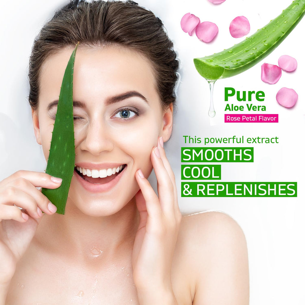 Aloe Vera Soothing Gel from Freshly Cut 100% Pure Aloe - Big 12Oz - Vegan, Unscented - for Face, Skin, Hair, Sunburn Relief (Hibiscus)