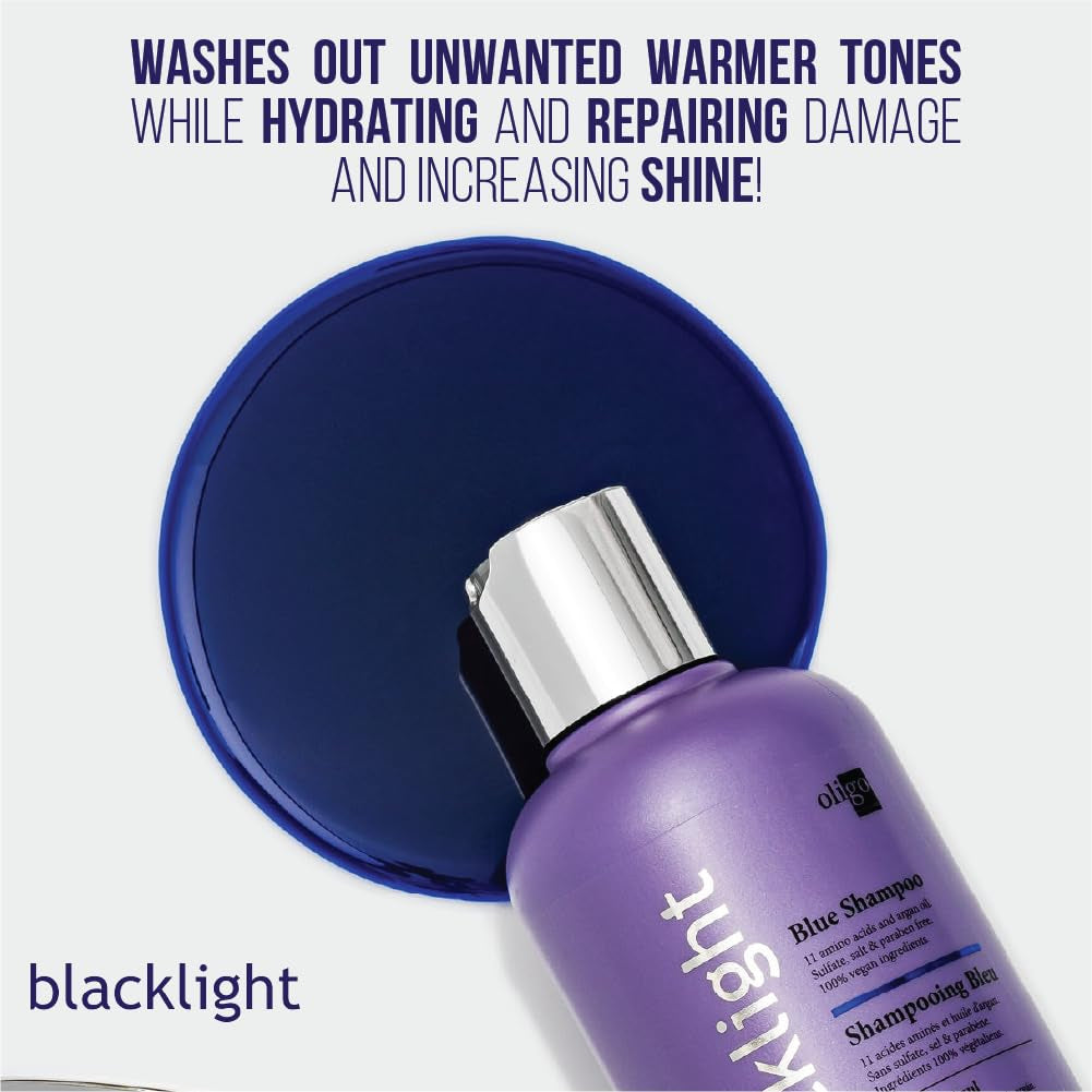 - Blacklight Blue Shampoo - Sulfate-Free Blue Shampoo for Blonde and Color Hair - Revive Treated Hair - Refreshes Faded Highlights - 11 Amino Acids and Moisturizing Formula - 8.5Oz