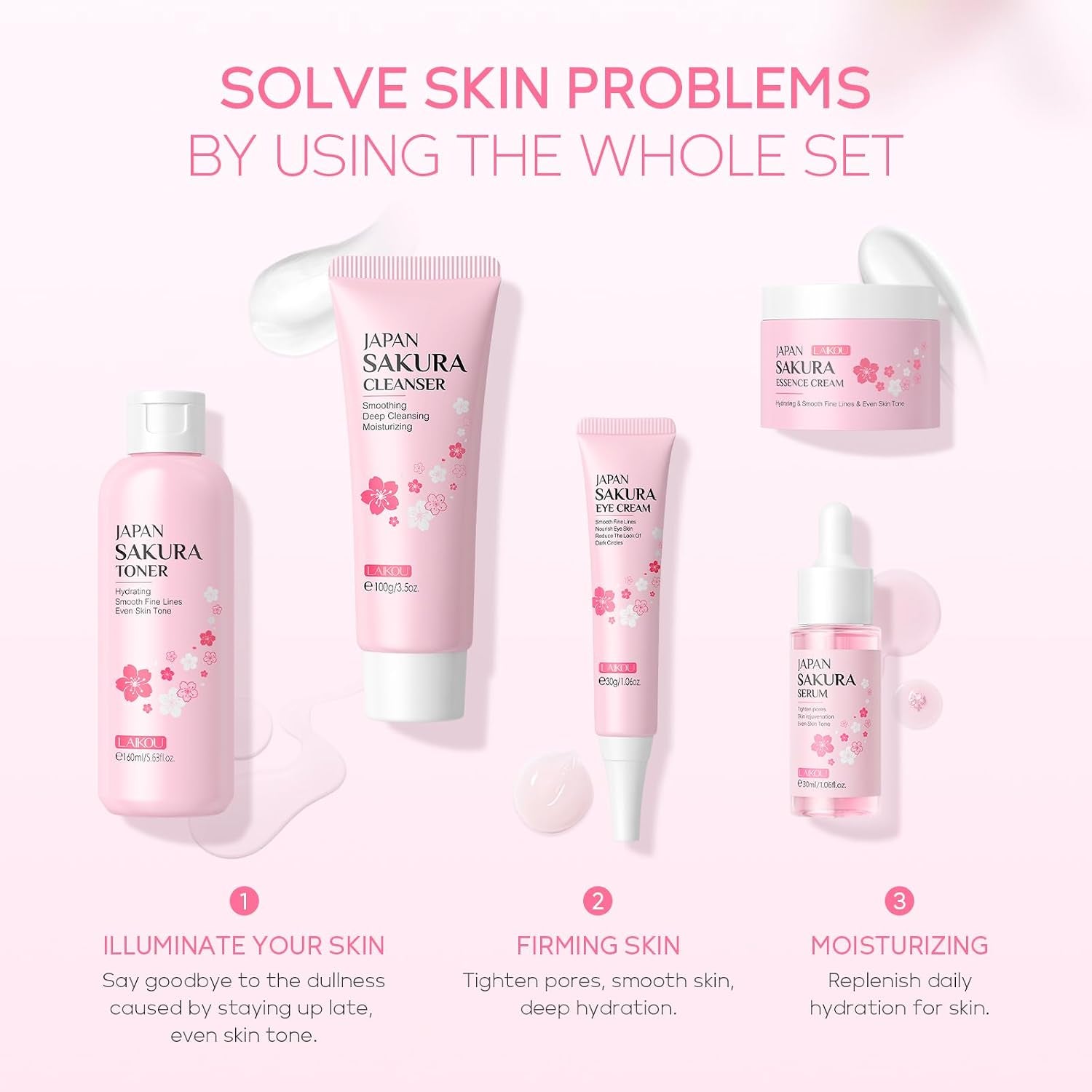 Skin Care Set, Skin Care Routine Kit for Women, Teen Face Care Kit Girls, Skincare Gift Set with Cleanser, Toner, Serum, Eye Cream, Face Cream 5Pcs Mother'S Day Christmas Birthday Daughter Wife