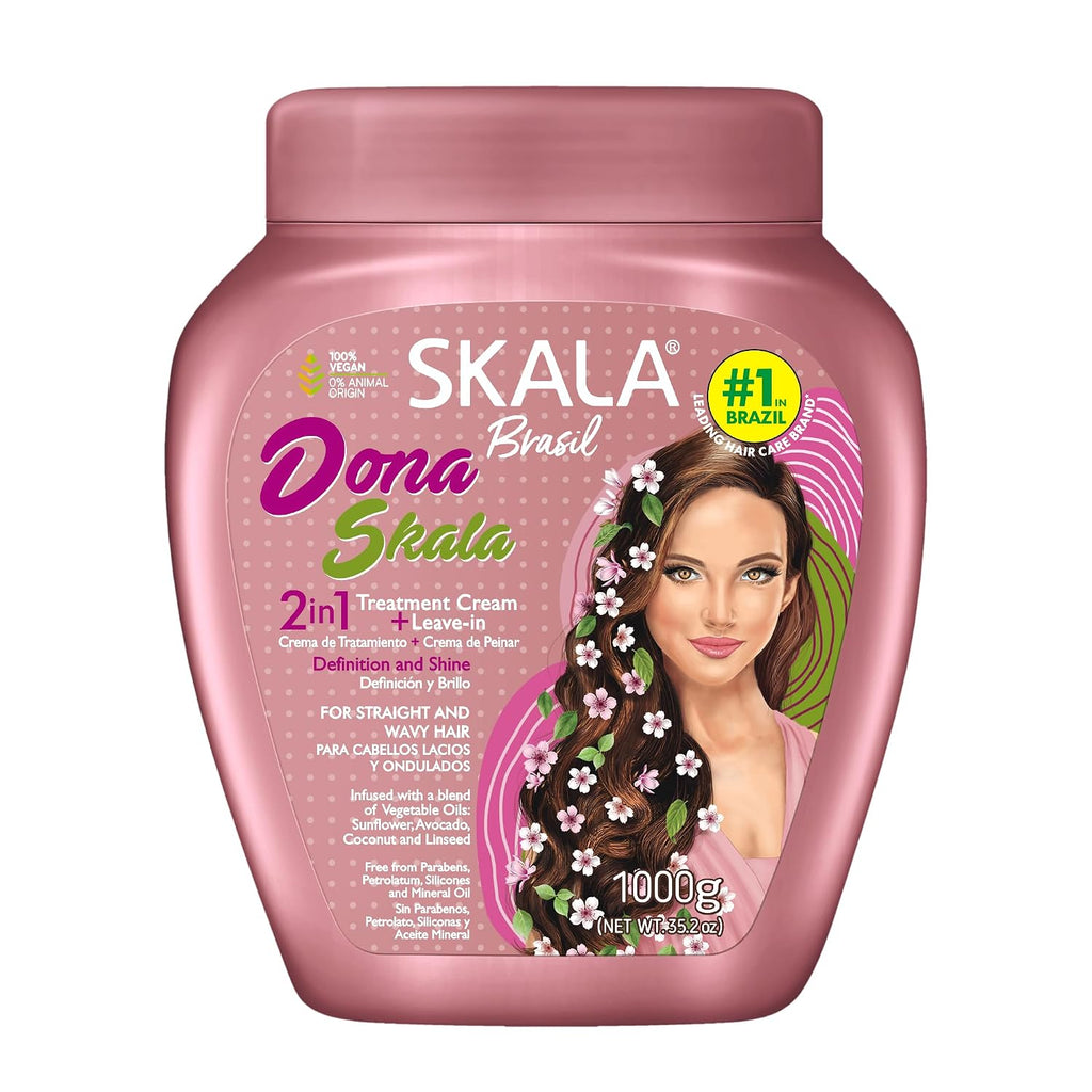 Dona 2 in 1 Treatment Cream & Leave in Conditioner for Straight or Wavy Hair, Vegan Hair Mask with Botanical Oils, Deep Hydration Mask, Softening & Smoothing Care, 1000 G (Pack of 6)