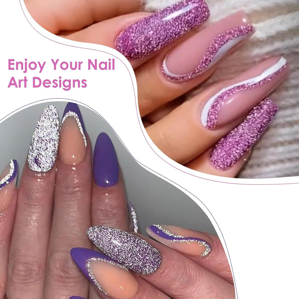 6Pcs Nail Art Gel Liner Glitter Gel Nail Polish Soak off Uv Lamp for Thin French Line Nails Manicure Nails Art Brush Paint Manicure at Home