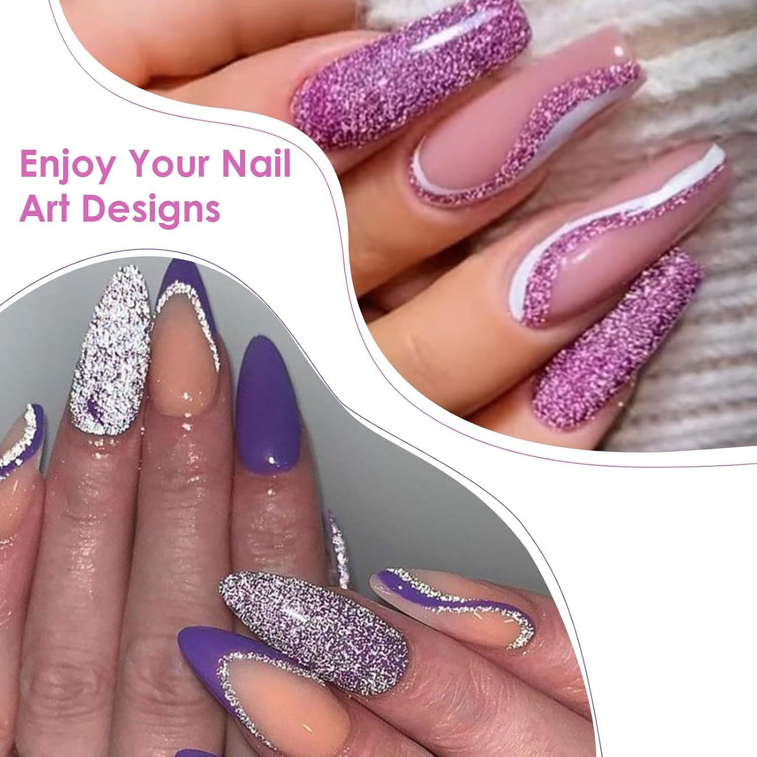 6Pcs Nail Art Gel Liner Glitter Gel Nail Polish Soak off Uv Lamp for Thin French Line Nails Manicure Nails Art Brush Paint Manicure at Home
