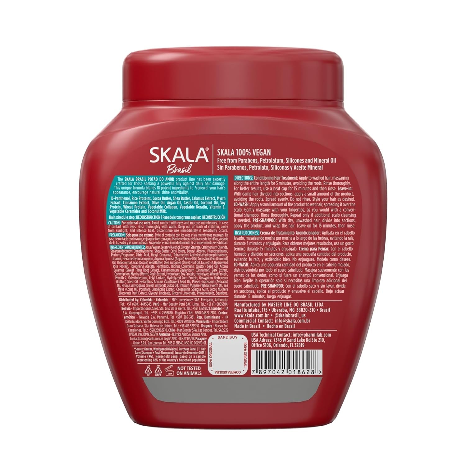 Potão Do Amor 2 in 1 Treatment Cream & Leave in Conditioner for All Hair Types, Vegan Hair Mask, Deep Hydration Mask, Softening & Smoothing Care, No Parabens or Silicones, 1000 G (Pack of 6)