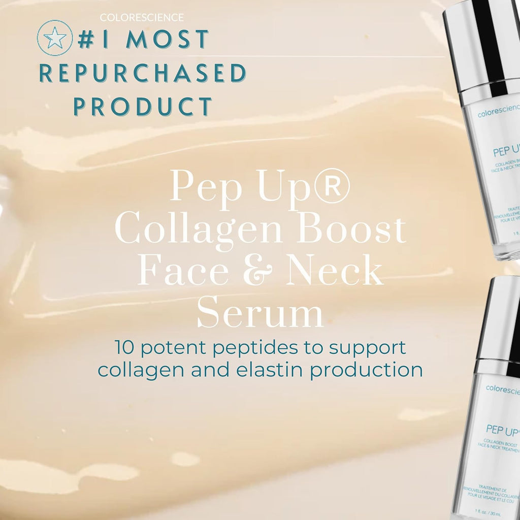 Colorescience Pep up Collagen Renewal Face & Neck Treatment, Promotes Collagen and Elastin Production, 10 Peptides to Defend against Signs of Aging