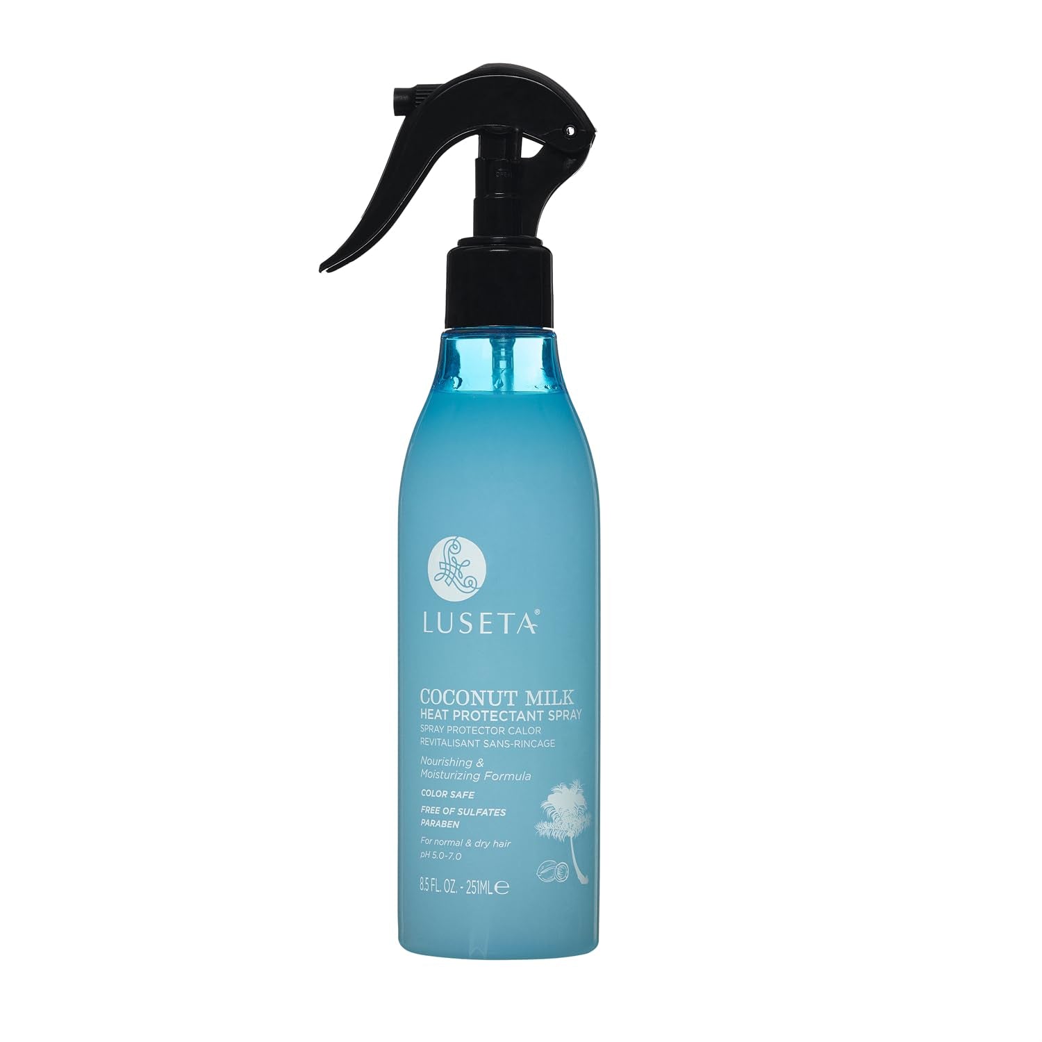 Luseta Coconut Milk Heat Protection Spray for Hair Styling, Preventing Heat Damage and Breakage for Women and Men 8.5Oz | Thermal Protection, Coconut Milk, Moisturizes Damaged Hair, Reduces Frizz, Hair Styling Spray，For Women and Men