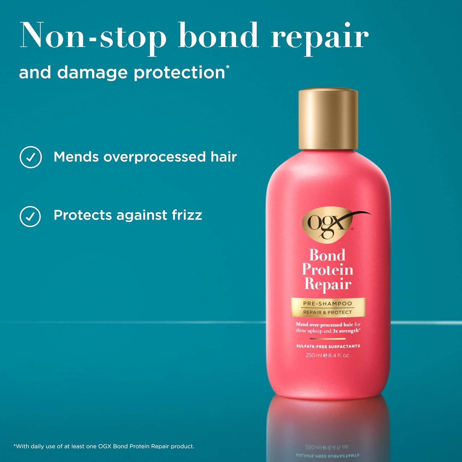 OGX Repair & Protect Bond Protein Repair Pre-Shampoo, Pre-Shampoo Treatment, Formulated without Para-Bens, Sulfate-Free Surfactants, 8.4 Fl. Oz