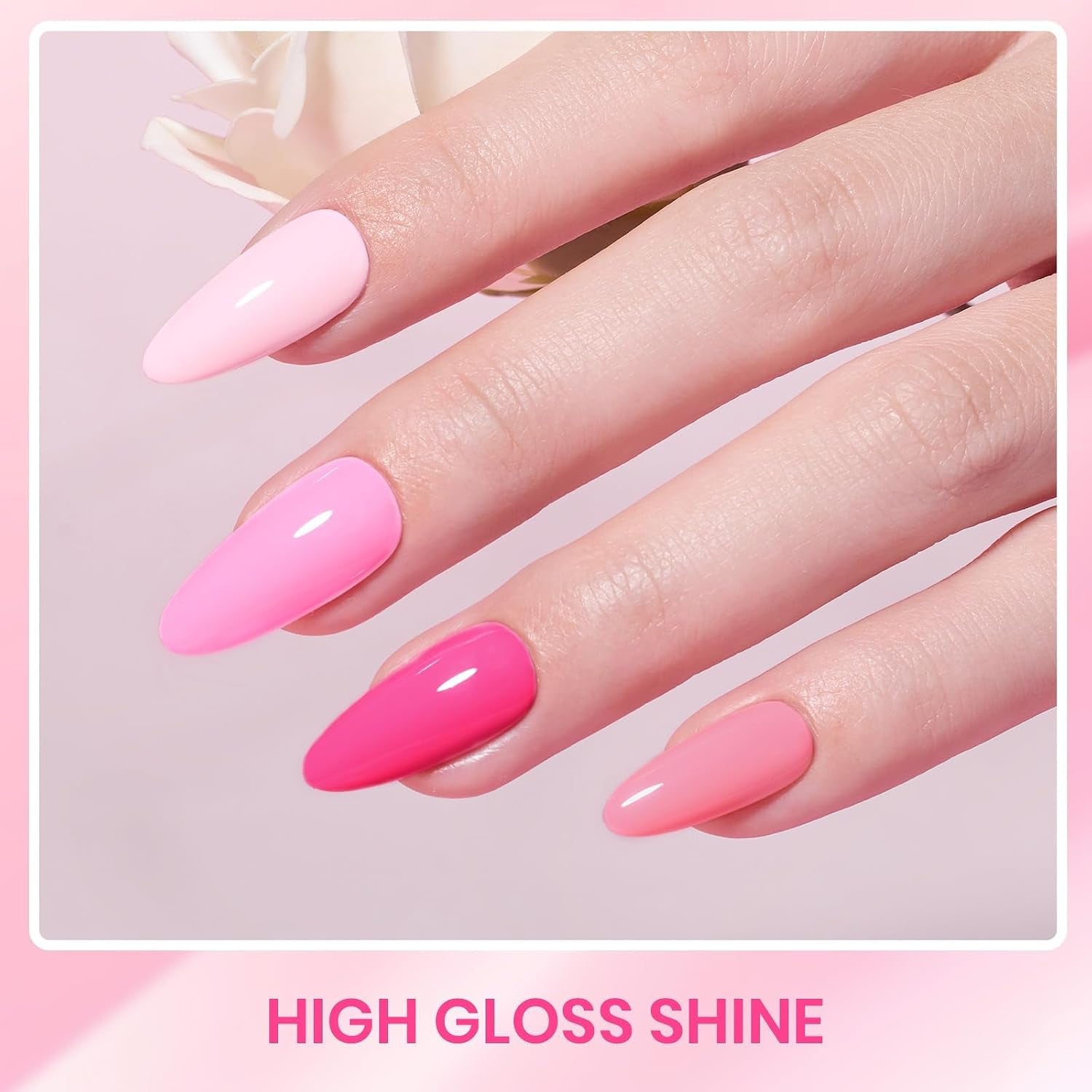 Beetles Pink Gel Polish Set, Pink Melody, 6 Colors Gel Nail Polish Set | Nude Light Hot Dark Pink Shades, Soak-Off UV LED, Long-Lasting Nails Art for Salon, Home DIY & Holiday Manicures