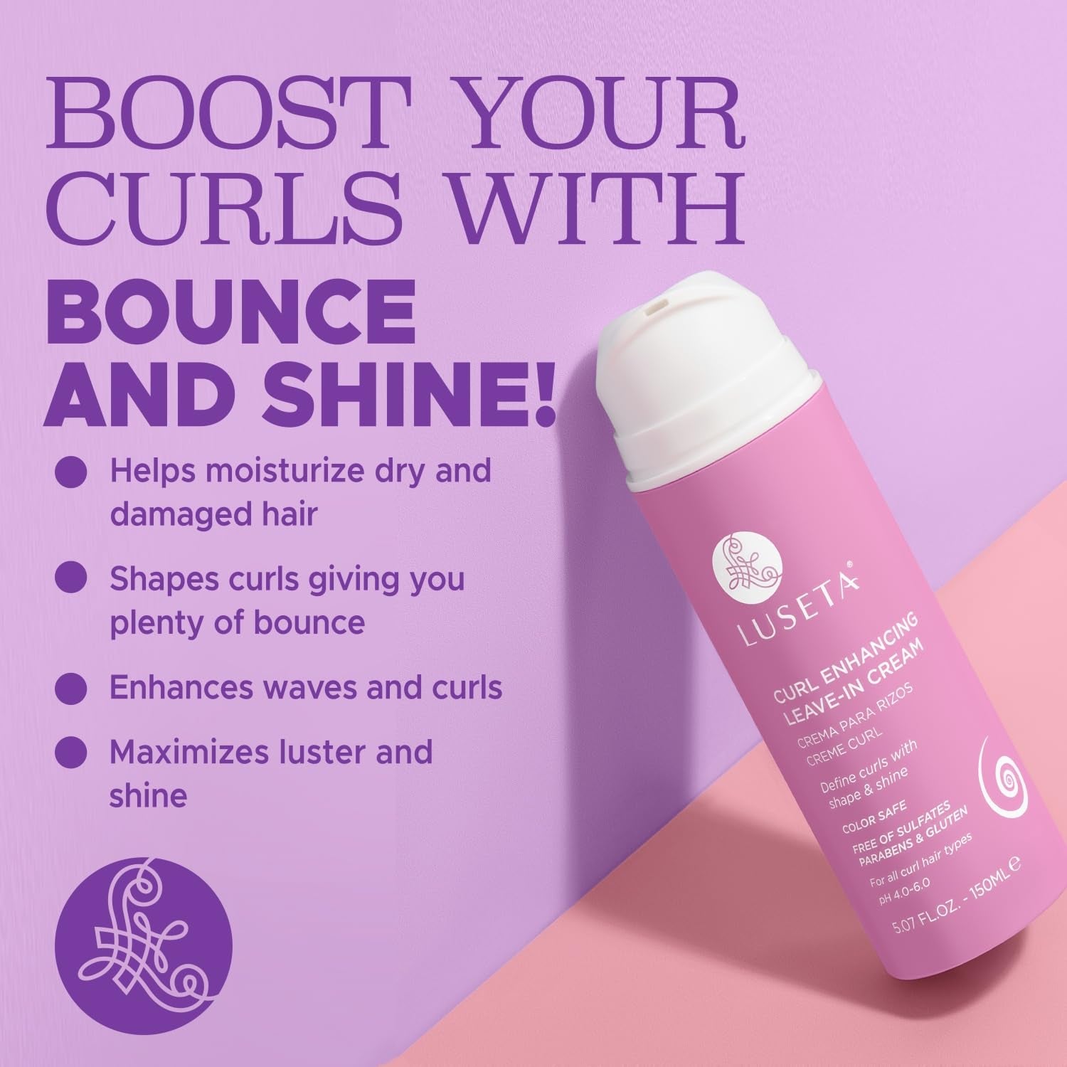 Luseta Curl Defining Cream Enhances Waves and Curls Hydrating and Moisturizing Leave in Cream for Curly Hair Frizz Control Add Shine Sulfate Free 5.07 Oz | Enhances Natural Waves & Curls, Restore Bounce, Helps Smooth Dry Strands, Control Frizz and Keeps Curls Soft and Manageable
