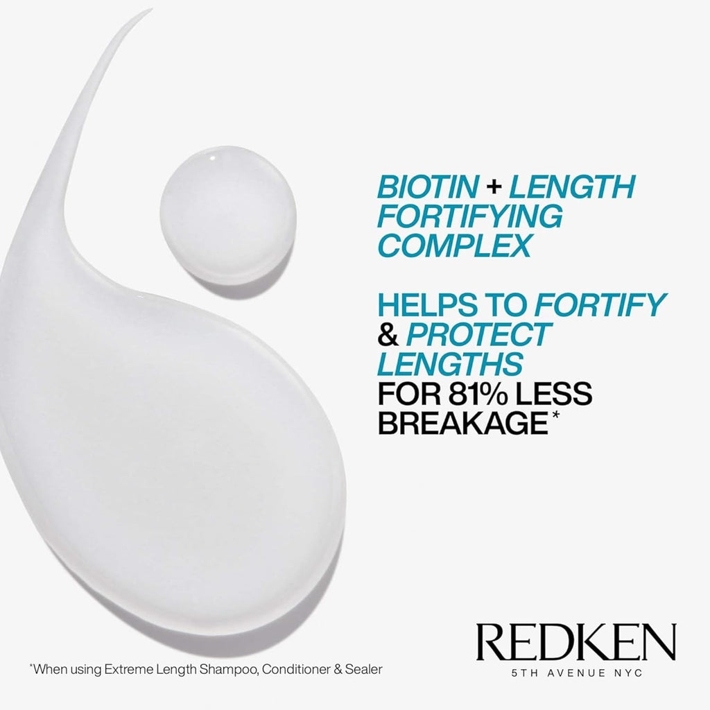 Redken Extreme Length Biotin Shampoo & Conditioner Set for Longer Hair – Promotes Healthy Hair Growth, Strengthens Damaged Hair, Prevents Hair Breakage, Infused with Biotin