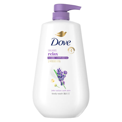 (3 Pack)  Body Wash with Pump for 24Hr Lotion-Soft Skin Relax Lavender Oil & Chamomile Moisturizing Skin Cleanser with No Sulfates No Parabens ,30.6 Fl Oz