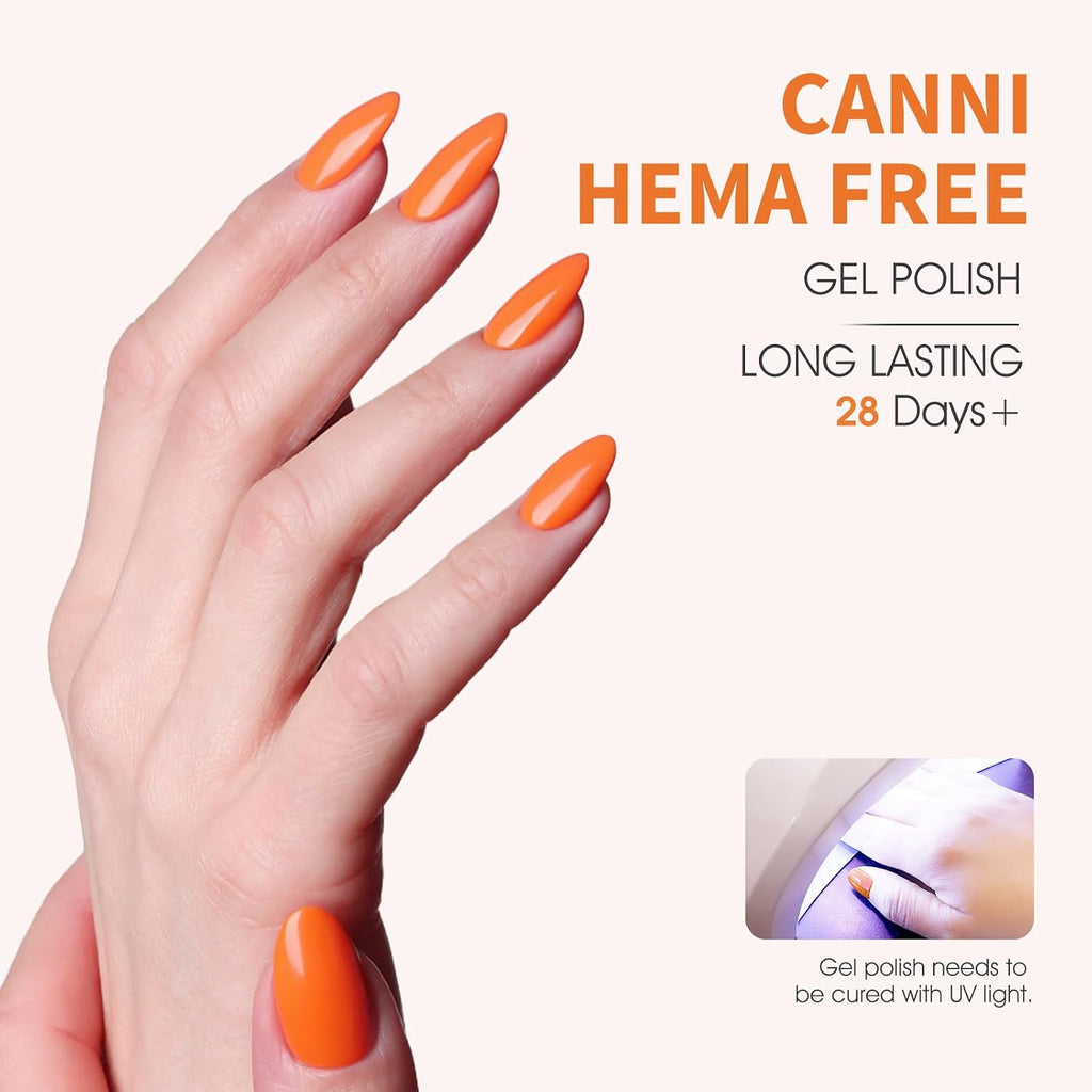 Bright Orange Gel Nail Polish, 1Pcs Orange Gel Polish Color High Gloss Soak off U V Nail Manicure Salon DIY