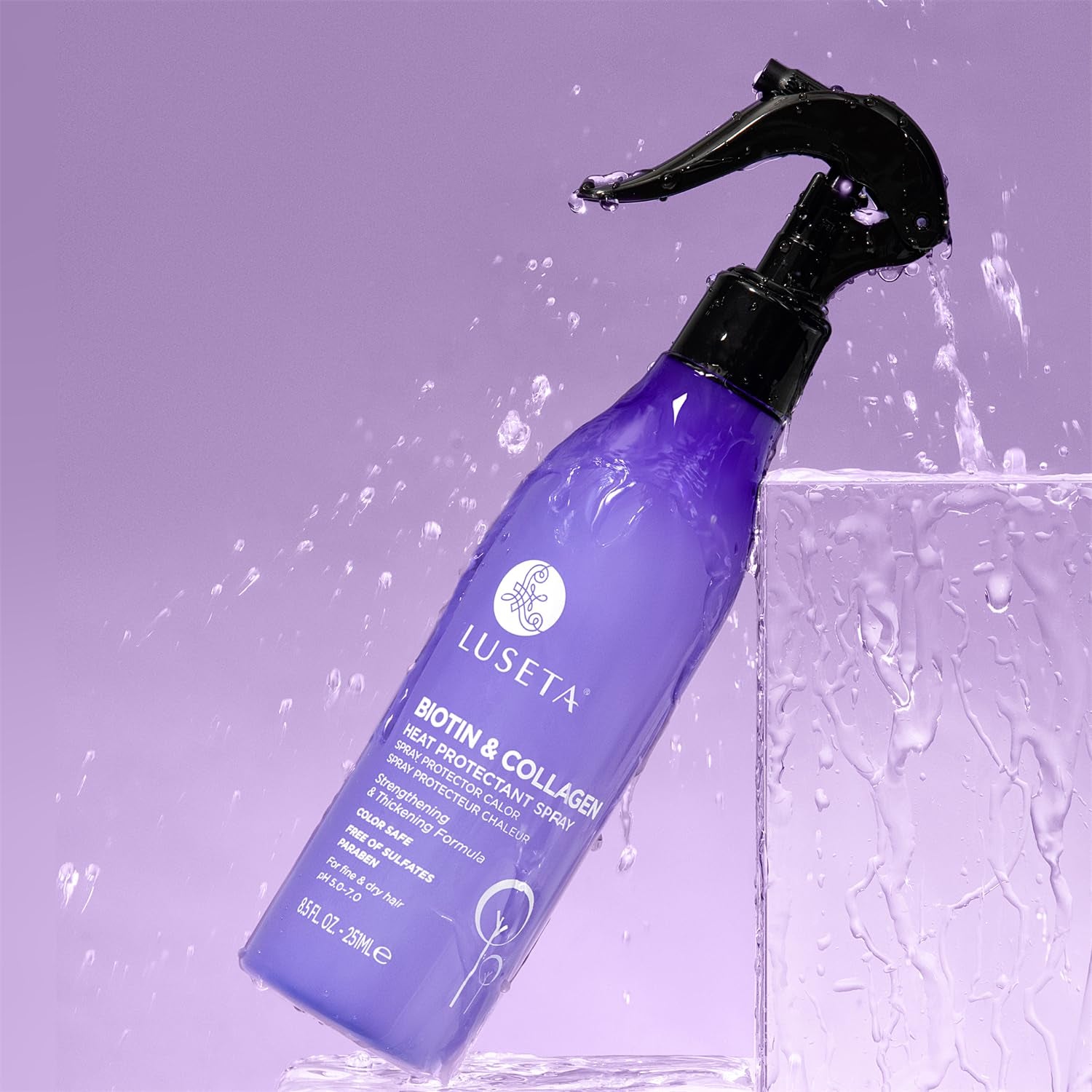 Luseta Biotin & Collagen Heat Protection Spray, Preventing Heat-Induced Hair Breakage for Styling, for Women and Men 8.5Oz