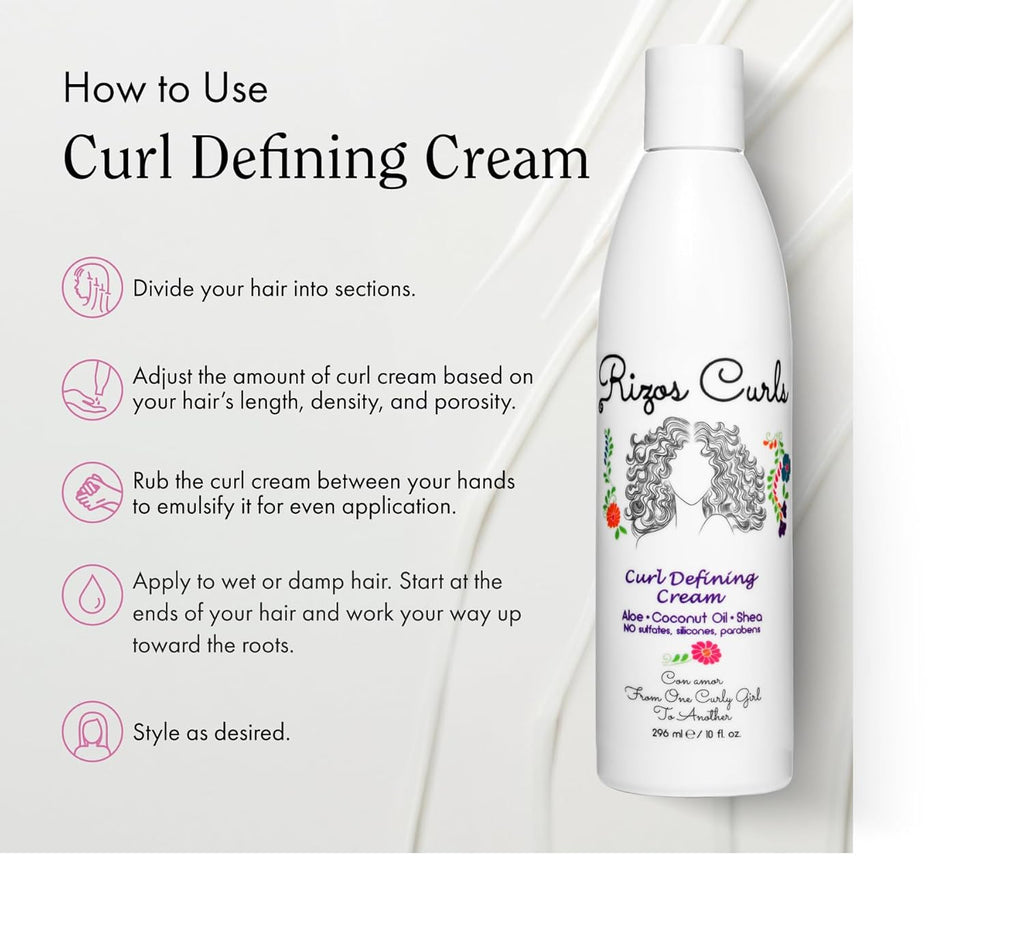 Curl Defining Cream for Wavy, Curly, Coily Hair – Frizz Control, Defines, Softens, Moisturizes, Adds Shine for 1A–4C Hair Types – Sulfate & Paraben