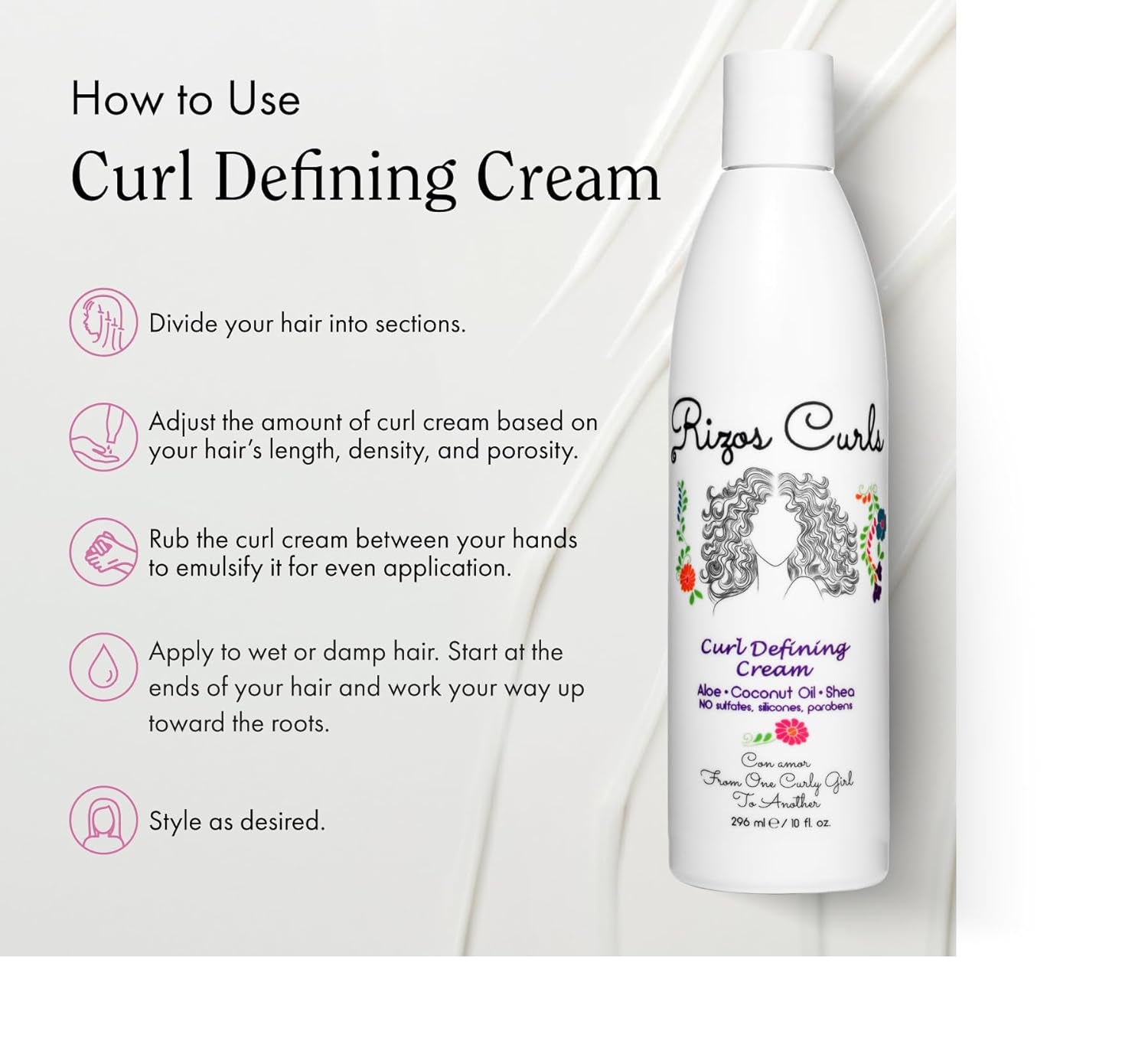 Curl Defining Cream for Wavy, Curly, Coily Hair – Frizz Control, Defines, Softens, Moisturizes, Adds Shine for 1A–4C Hair Types – Sulfate & Paraben