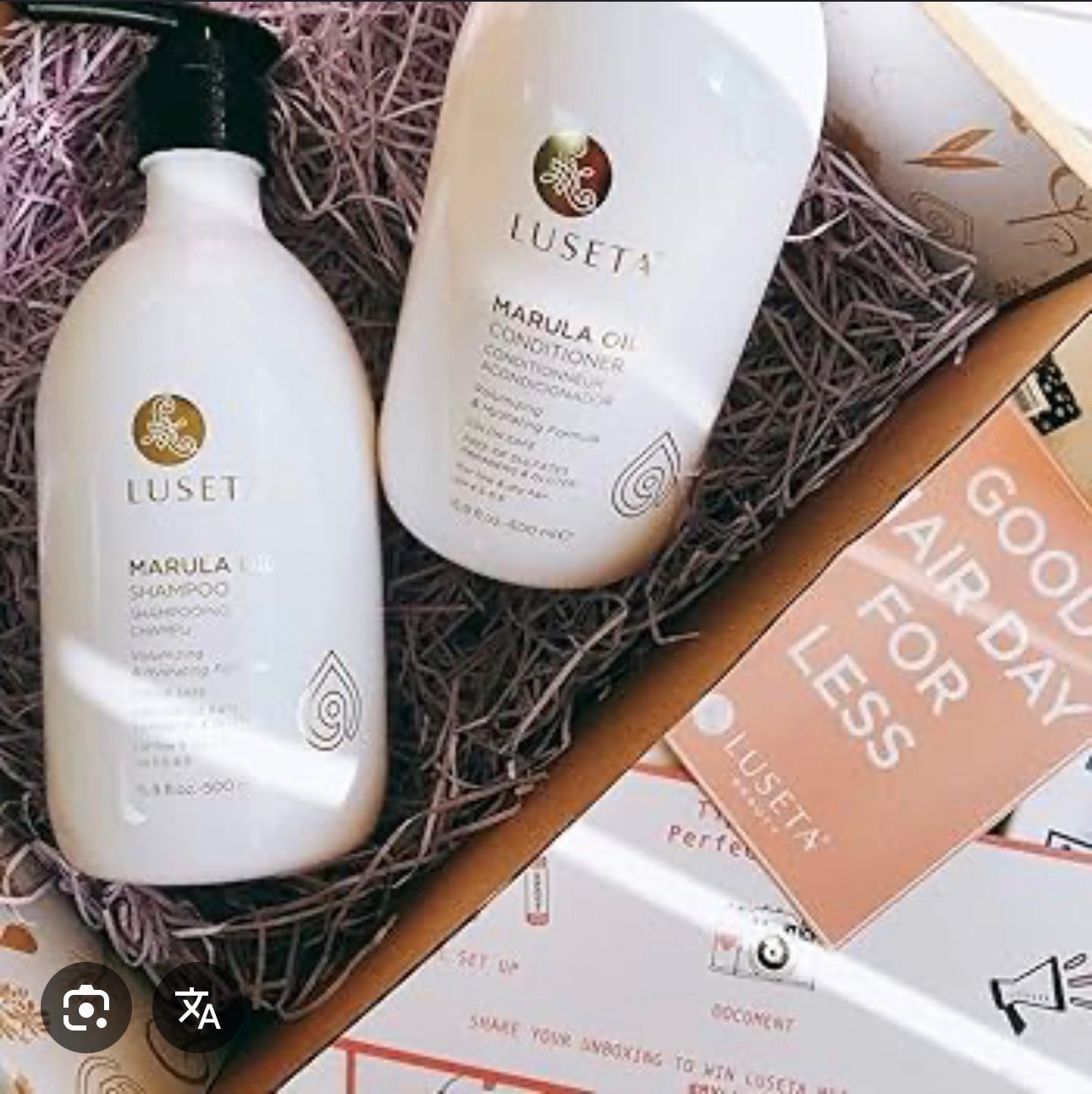 Luseta Marula Oil Shampoo and Conditioner Set for Dry Damaged Hair – Moisturizing Set for Frizz Control, Split End Repair, Smooth Shiny Hair for All Hair Types Men Women 2 X 16 Fl Oz