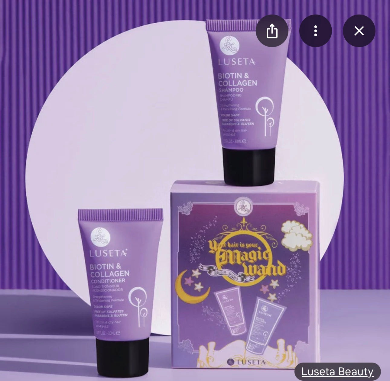 Luseta Biotin & Collagen Travel Size Shampoo and Conditioner Set for Thinning Hair, Thickening & Strengthening with Argan Oil - Travel Size Adds Volume Sulfate Free, Paraben Free - 2 * 1.01 Fl Oz