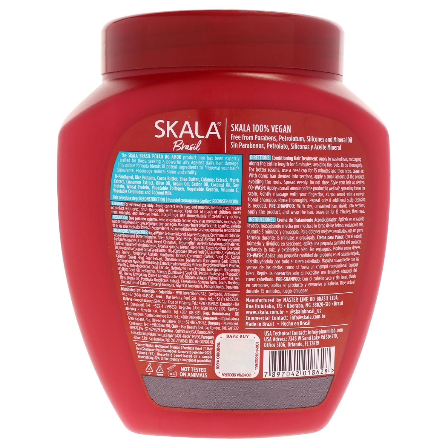 Potão Do Amor 2 in 1 Treatment Cream & Leave in Conditioner for All Hair Types, Vegan Hair Mask, Deep Hydration Mask, Softening & Smoothing Care, No Parabens or Silicones, 1000 G (Pack of 6)