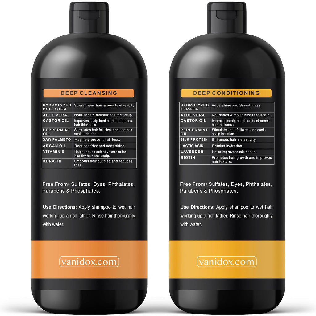 Tea Tree Oil Shampoo and Conditioner Set with Biotin, DHT Blockers, Itchy Scalp Relief, Supports Thicker-Looking Hair, Cleanses Dandruff & Buildup, for Men & Women, Made in USA, 16 Fl Oz Each