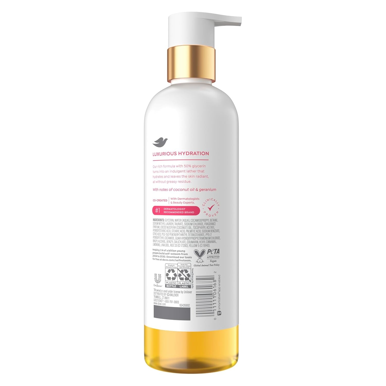 Dove Serum+ Dewy Shower Oil Body Wash, Coconut & Geranium Oil, 15.3 Fl Oz
