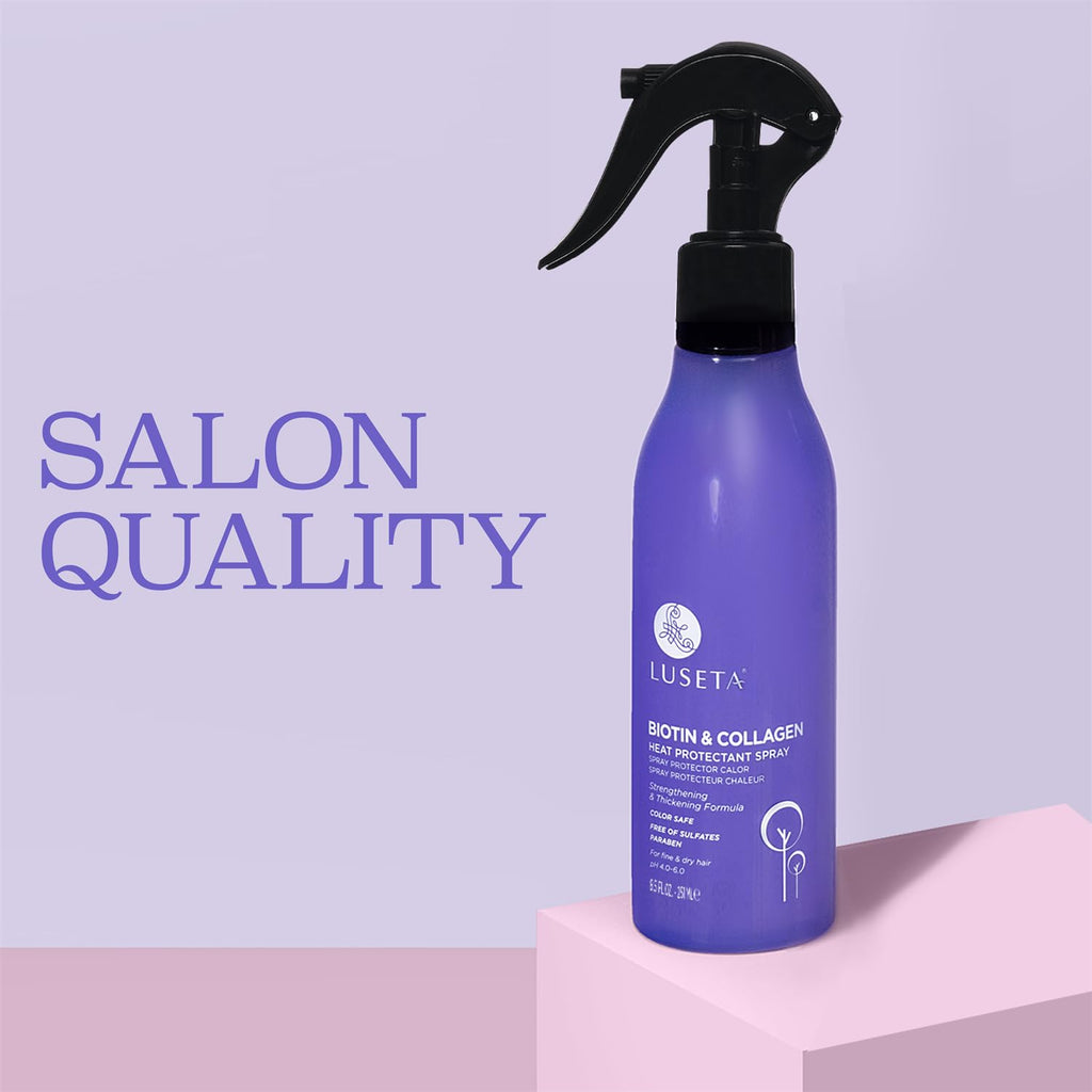 Luseta Biotin & Collagen Heat Protection Spray, Preventing Heat-Induced Hair Breakage for Styling, for Women and Men 8.5Oz