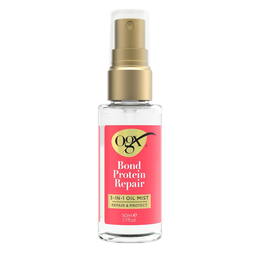 OGX Repair & Protect Bond Protein Repair 3-In-1 Oil Mist, Hair Oil Protects Dry, Damaged Hair against Frizz, Strengthens & Maintains Shine, Hair Mist Formulated without Parabens, 1.7 Oz