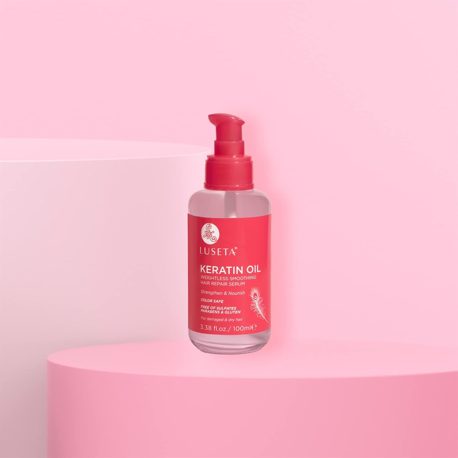 Luseta Keratin Hair Oil Serum for Dry Damaged Color Treated Hair 3.38 Oz | Weightless Keratin Hair Oil Helps Smooth Frizz, Add Shine, and Condition Dry Ends for Softer-Looking Hair.