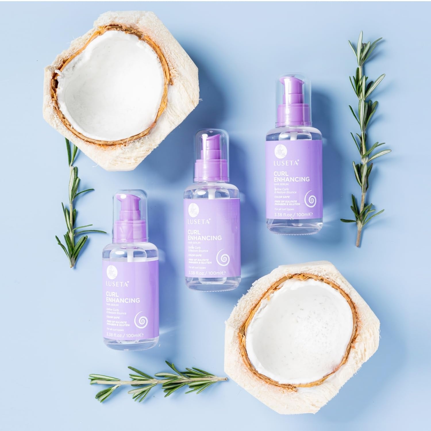 Luseta Curl Enhancing Hair Oil, Anti-Frizz Serum for Curly Hair, 3.38 Oz | Coconut Oil Hair Serum Helps Define Curls, Smooth Frizz, Add Shine, and Restore Bounce for Wavy and Curly Hair.