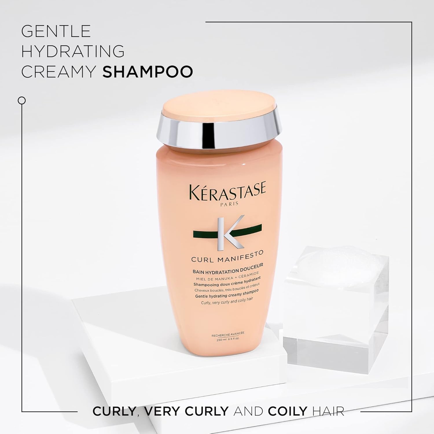 Kerastase Curl Manifesto Hydratation Douceur Shampoo for Waves and Coils - Removes Build up & Hydrates Curls, Softens & Reduces Frizz, 8.5 Fl Oz