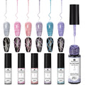 6Pcs Nail Art Gel Liner Glitter Gel Nail Polish Soak off Uv Lamp for Thin French Line Nails Manicure Nails Art Brush Paint Manicure at Home