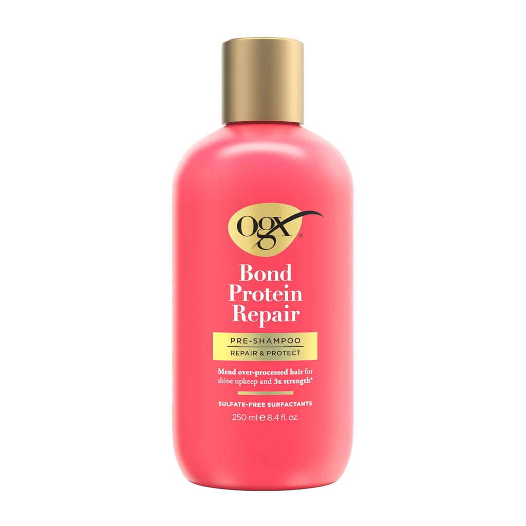 OGX Repair & Protect Bond Protein Repair Pre-Shampoo, Pre-Shampoo Treatment, Formulated without Para-Bens, Sulfate-Free Surfactants, 8.4 Fl. Oz