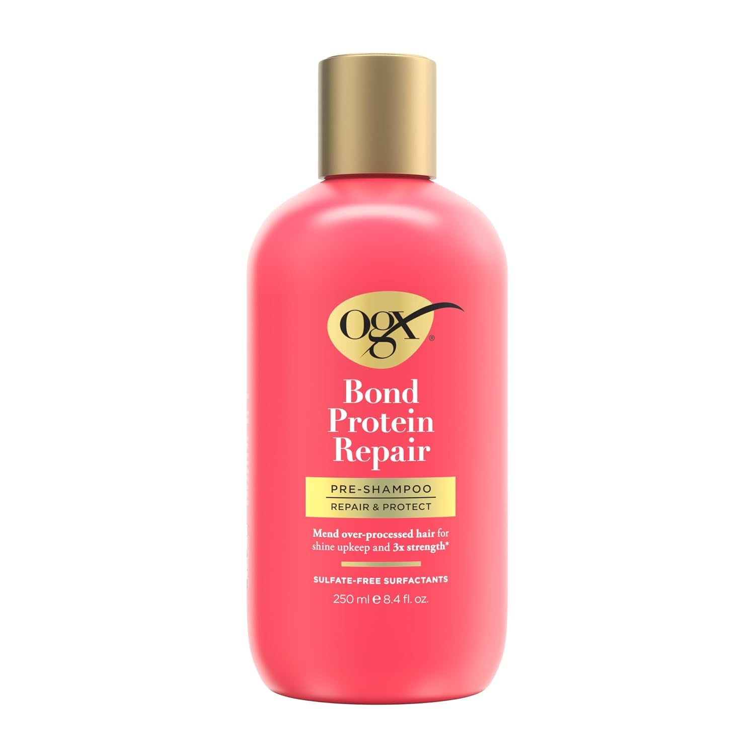 OGX Repair & Protect Bond Protein Repair Pre-Shampoo, Pre-Shampoo Treatment, Formulated without Para-Bens, Sulfate-Free Surfactants, 8.4 Fl. Oz
