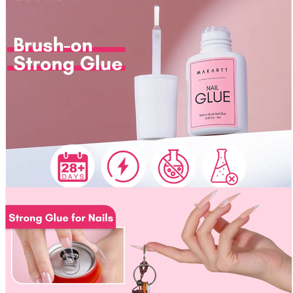 Nail Gel Glue for Press on Nails Soft Acrylic Gel Nail Tips Fake Nails,Super Strong Glue Easy to Control No Lamp Needed