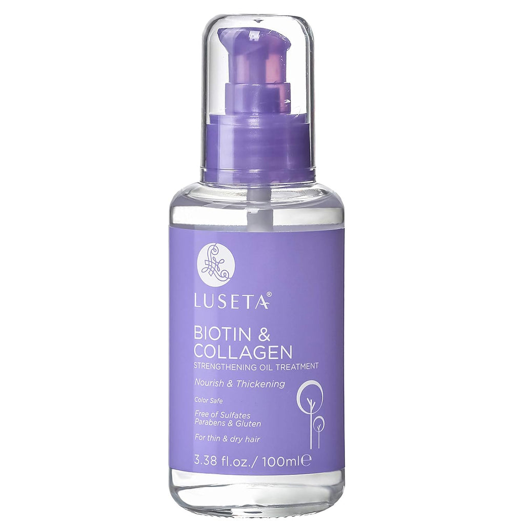 L Biotin & Collagen Hair Oil Serum for Thin Hair, 3.38 Fl Oz | Biotin & Collagen Hair Oil, Argan Oil, for Thin/Dry/Frizzy Hair, Sulfate-Free, Paraben-Free, Color-Safe, 3.38 Fl Oz