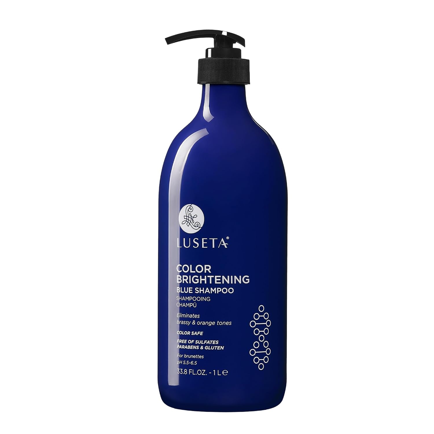 Color Brightening Blue Shampoo for Brunettes and Brassy Orange Tones, Hair Care Routine Shmapoo for Color Treated Hair, Revive Cool-Toned Hair Colors, Sulfate Free 33.8Oz