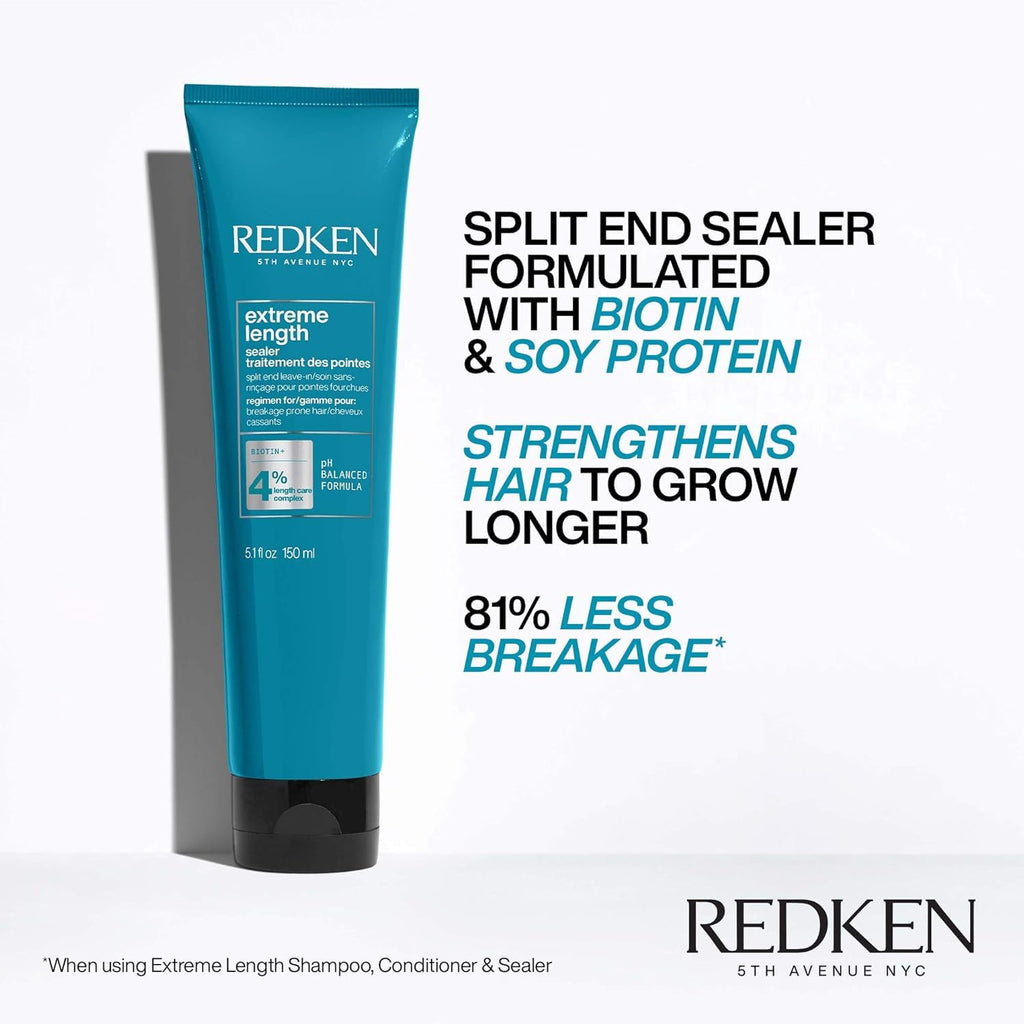 Redken Extreme Length Biotin Leave-In Conditioner for Longer Hair – Promotes Healthy Hair Growth, Strengthens Damaged Hair, Seals Split Ends, Infused with Biotin ​