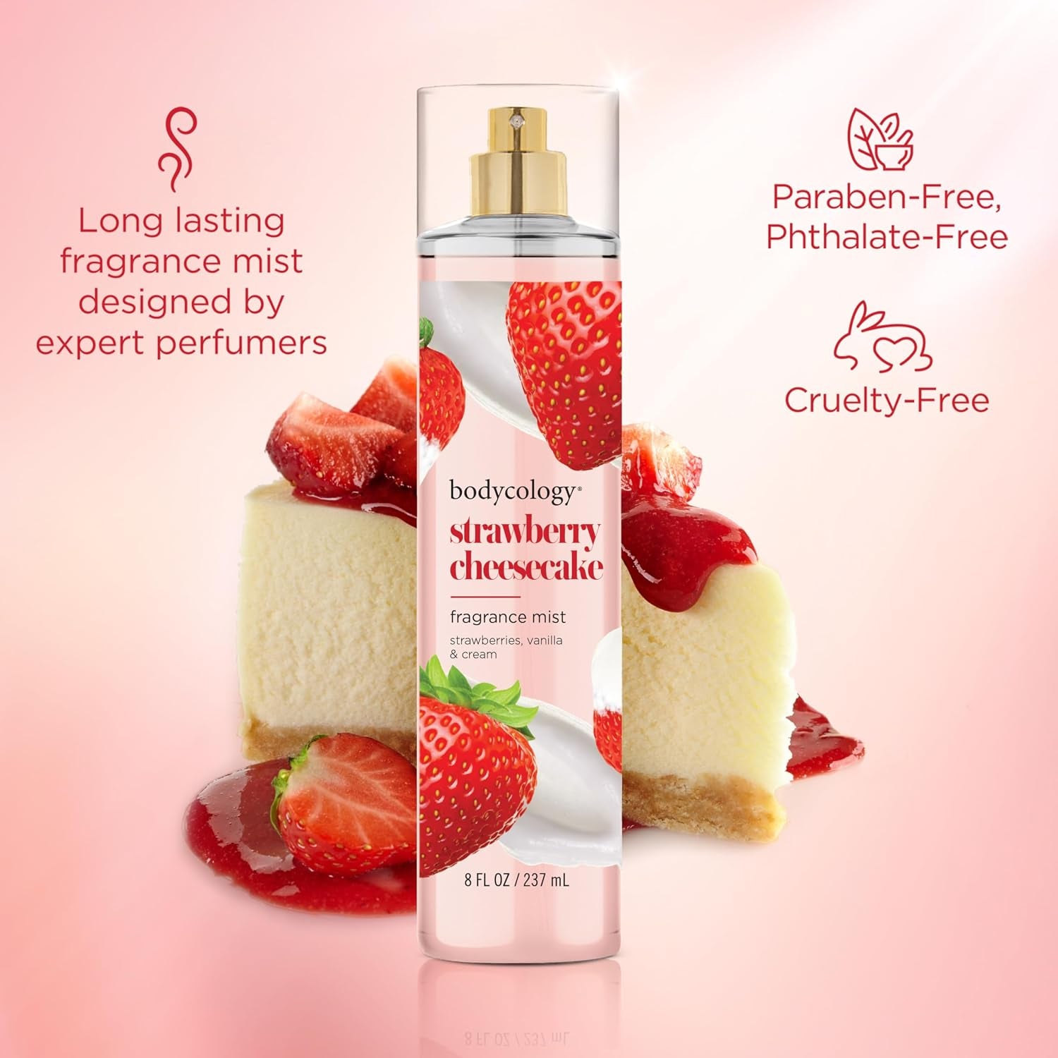 Long-Lasting Fragrance Body Mist, Strawberry Cheesecake, 8 Fl Oz (Pack of 2)
