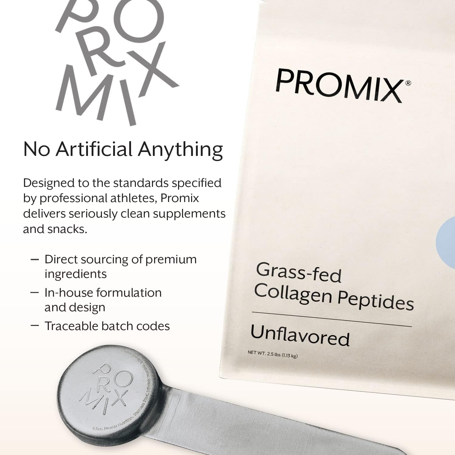 Promix Hydrolyzed Collagen Peptides - Type 1 Grass Fed Collagen, 4.7G Glycine, Type 3 Bioactive Peptides - Unflavored - 2.5 Pound (Pack of 2)