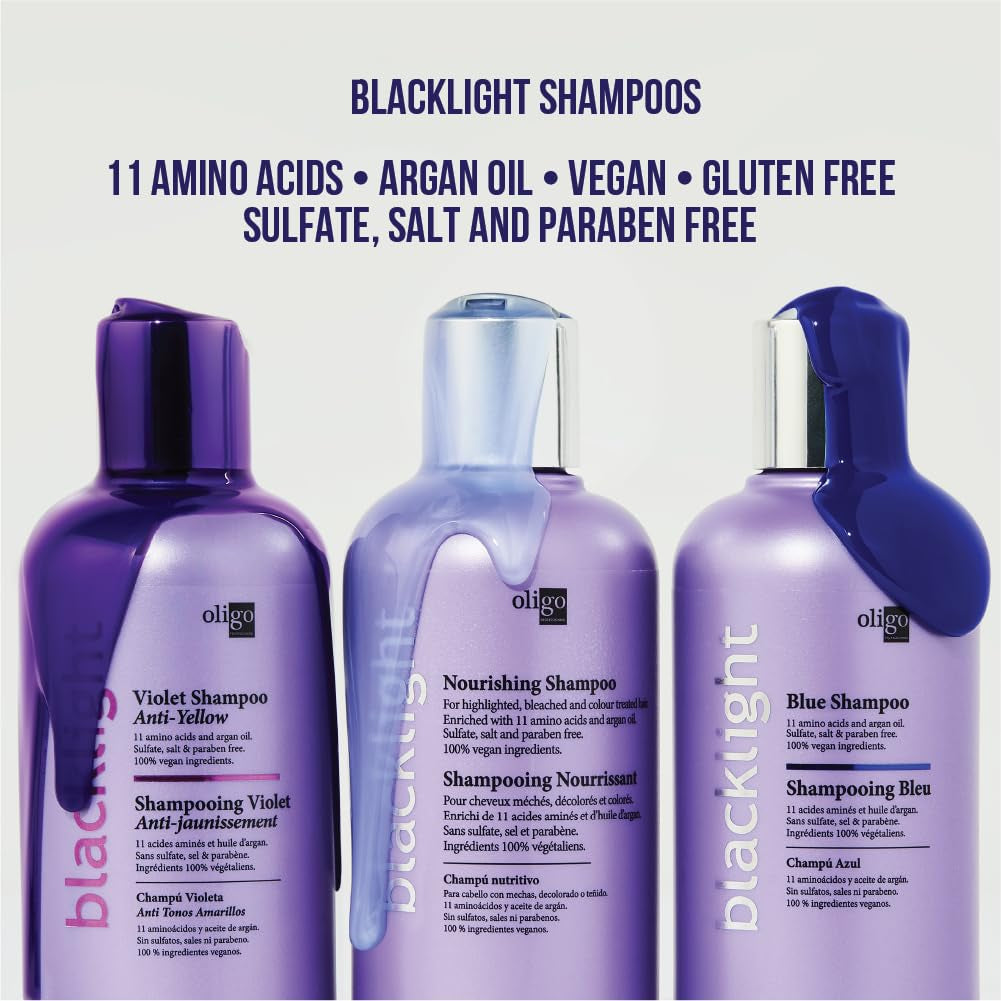- Blacklight Blue Shampoo - Sulfate-Free Blue Shampoo for Blonde and Color Hair - Revive Treated Hair - Refreshes Faded Highlights - 11 Amino Acids and Moisturizing Formula - 8.5Oz