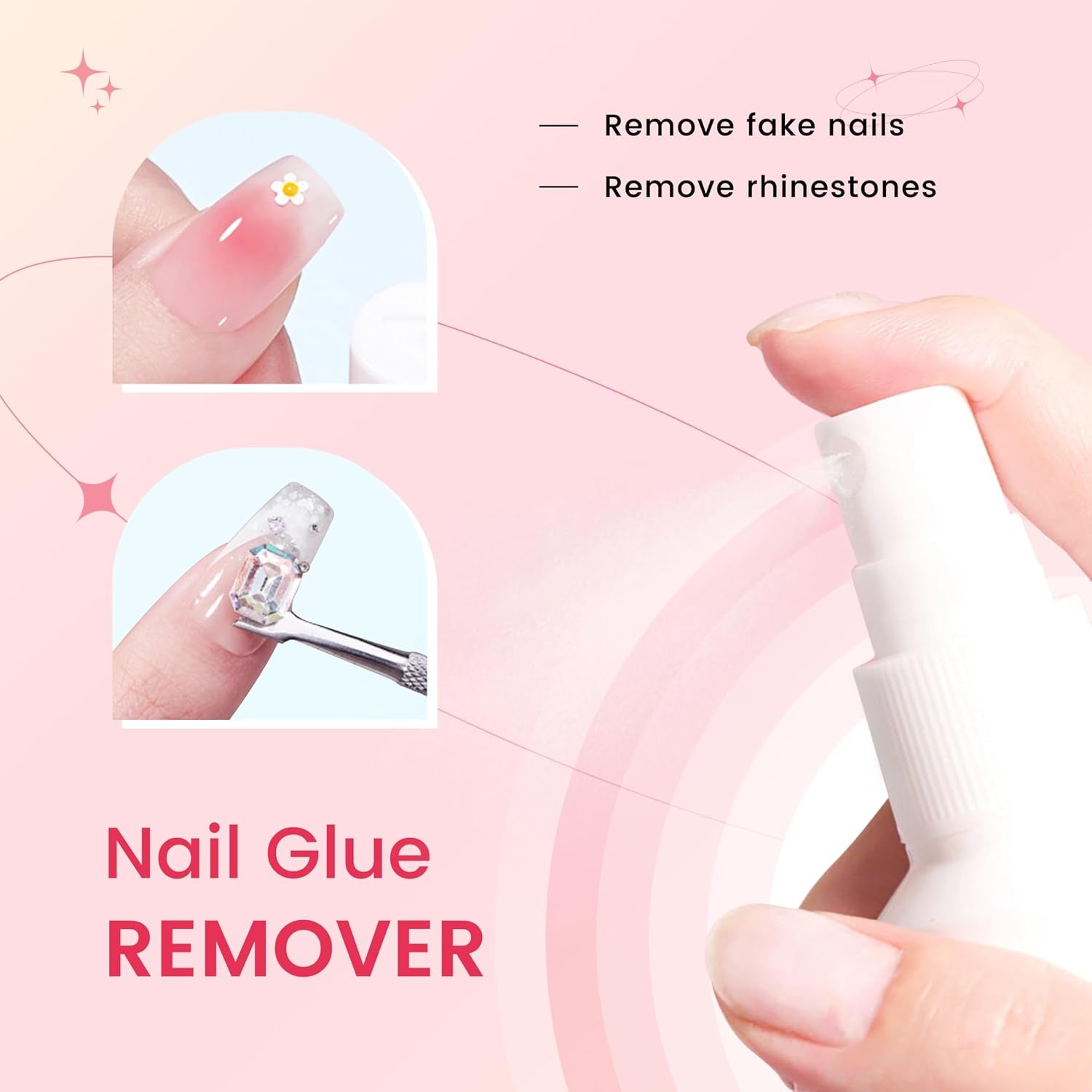 Spray Nail Glue Remover 60Ml 2Fl.Oz for Press on Nails Remove Solid Glue Gel Remover Acrylic Flase Tips off Nail Charms for Salon & Home