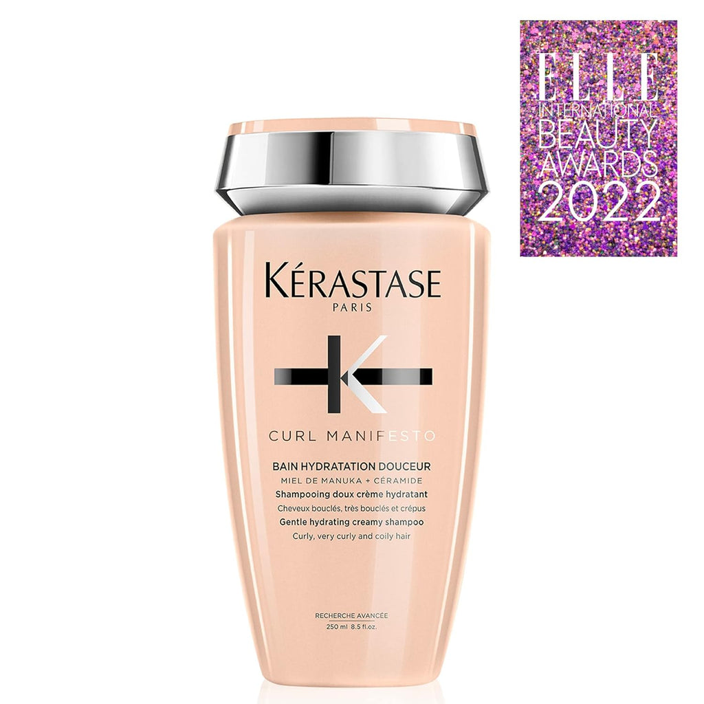 Kerastase Curl Manifesto Hydratation Douceur Shampoo for Waves and Coils - Removes Build up & Hydrates Curls, Softens & Reduces Frizz, 8.5 Fl Oz