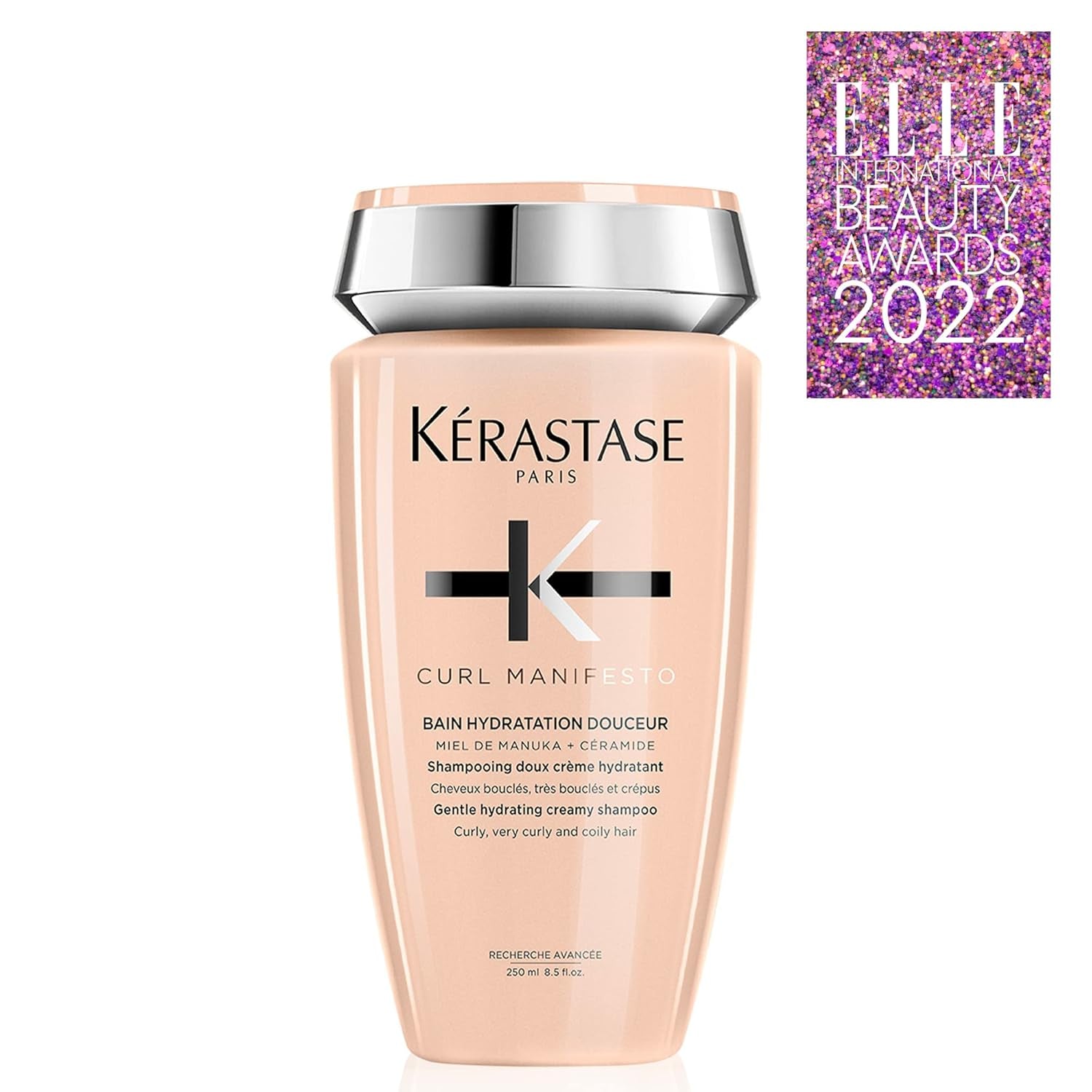 Kerastase Curl Manifesto Hydratation Douceur Shampoo for Waves and Coils - Removes Build up & Hydrates Curls, Softens & Reduces Frizz, 8.5 Fl Oz