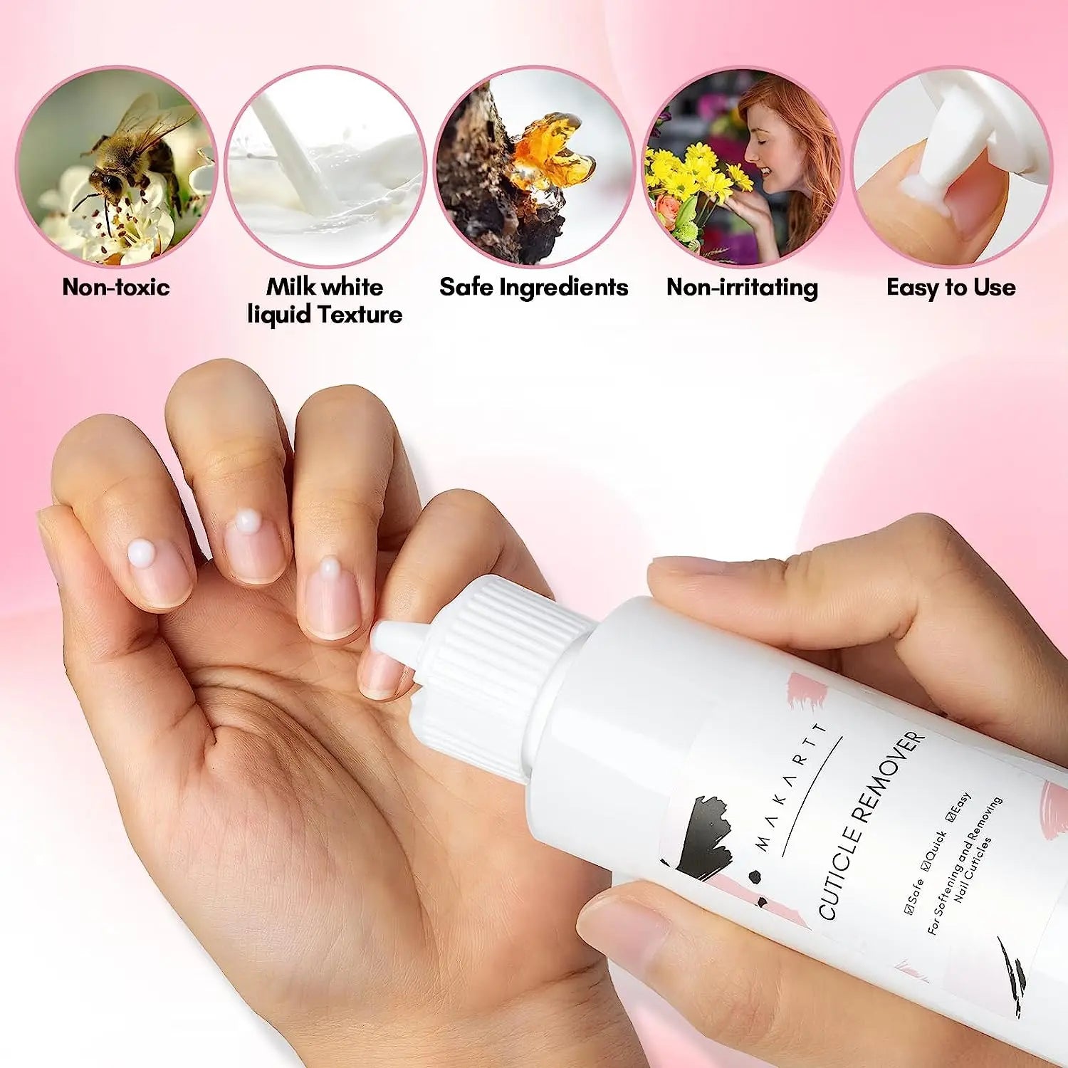 Makartt Cuticle Remover Kit, Nail Care with Cuticle Oil Pen, Trimmer, Nail File & 120Ml Cuticle Remover Liquid, Manicure Set