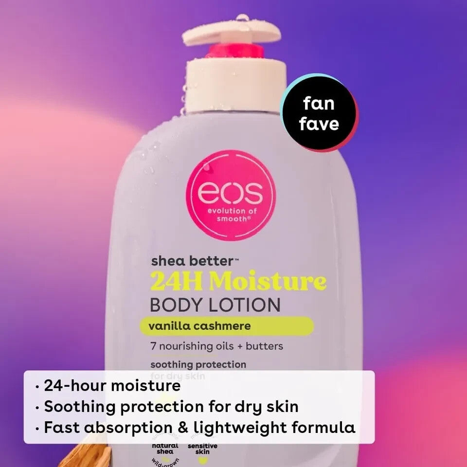 Eos Shea Better Body Lotion for Dry Skin | Vanilla Cashmere |16 Oz