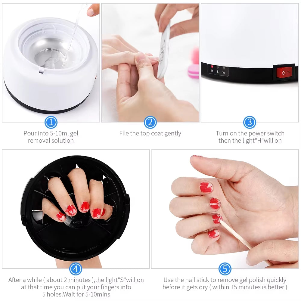Pro Electric UV Nail Polish Remover Gel Polish Removal Machine Gel Soak off Removal Steam off Nail Steamer Cleaner Nail Tools