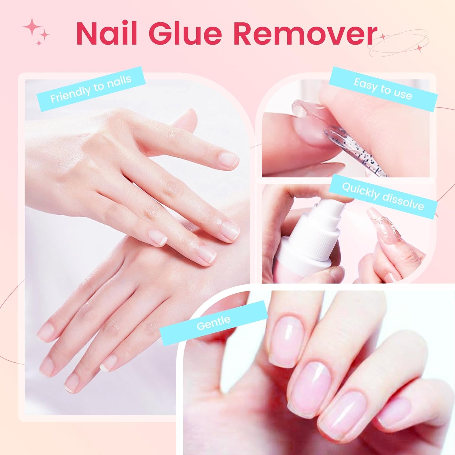 Spray Nail Glue Remover 60Ml 2Fl.Oz for Press on Nails Remove Solid Glue Gel Remover Acrylic Flase Tips off Nail Charms for Salon & Home