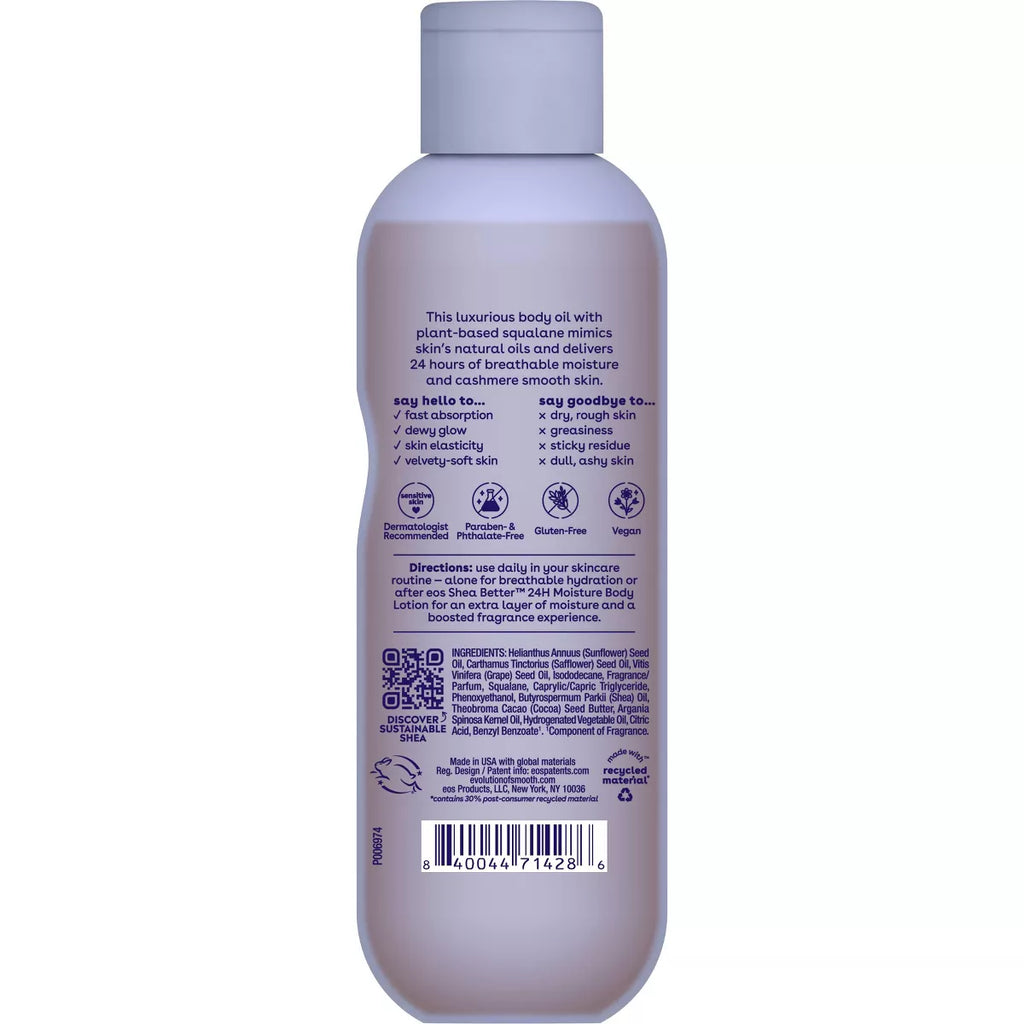 Eos Shea Better Cashmere Body Oil - Vanilla Cashmere - 6 Fl Oz: Moisturizing, Whole Body Use, for Normal Skin